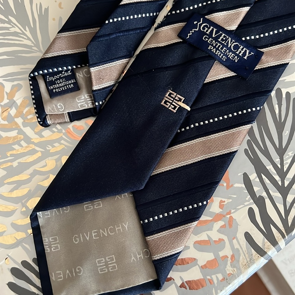 Givenchy Gentleman Paris Navy Striped Luxury Necktie